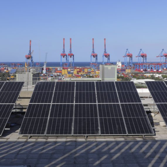 Solar panels on port